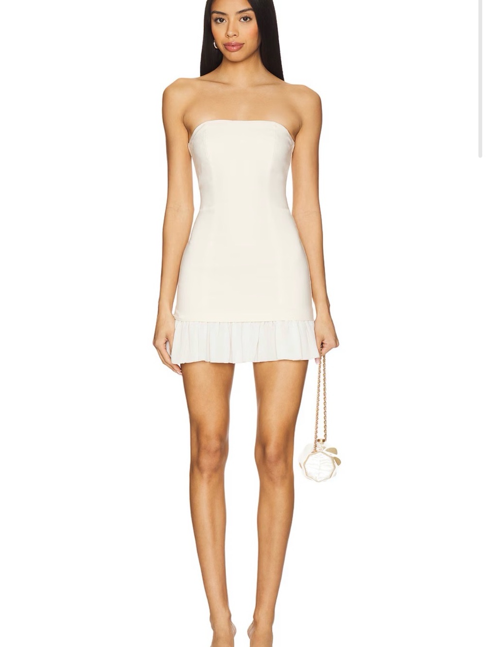Stone Cold Fox Cream Strapless Mini Skirt with Ruffle Hem